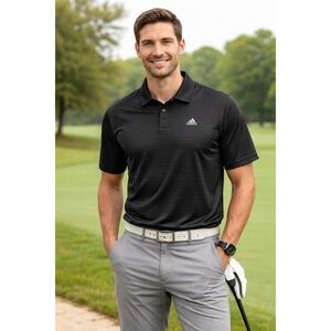 Adidas Active 360 Mens Black Striped Short Sleeve Polo Shirt XL Golf active dad